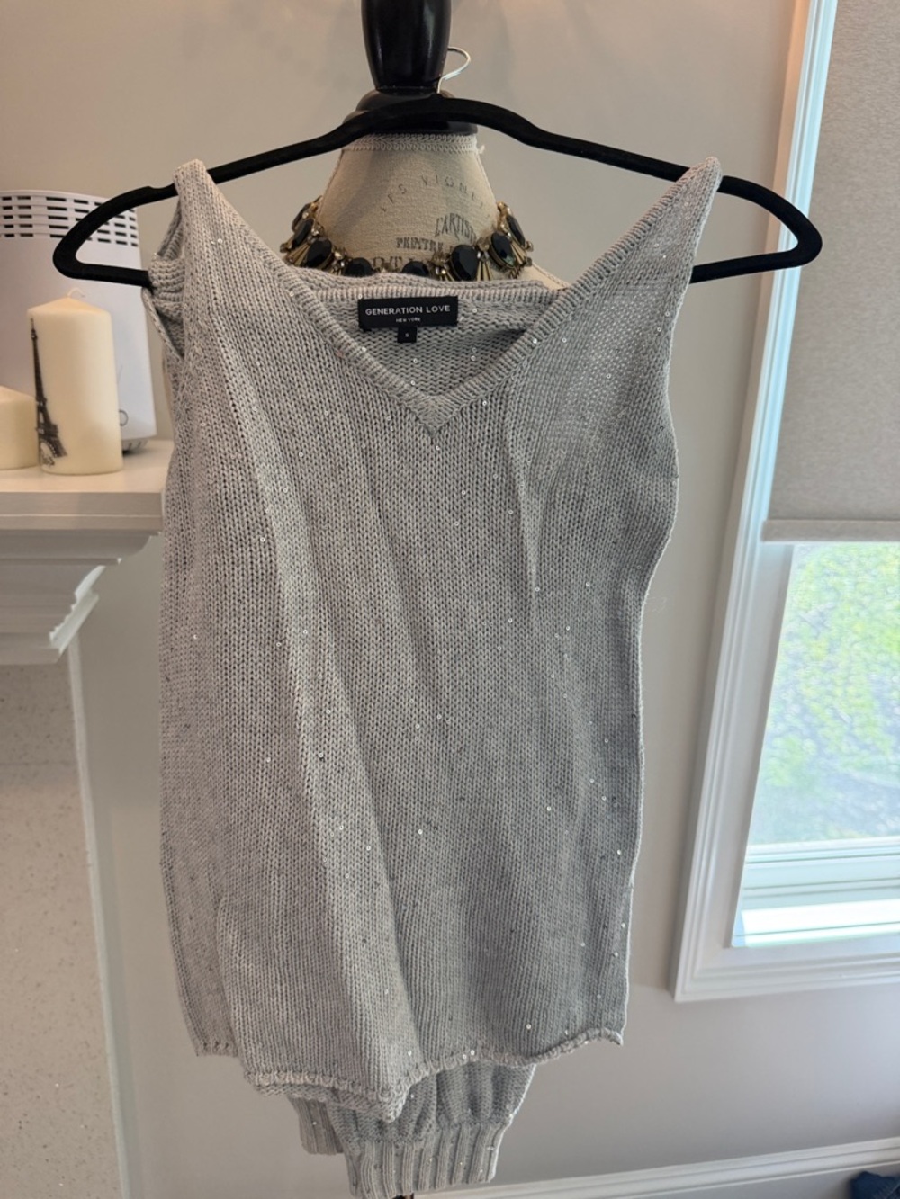 Generation Love Silver Metallic V‑Neck Knit Tank